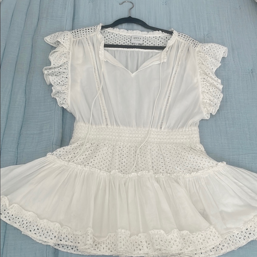 Misa Los Angeles White Eyelet Dress